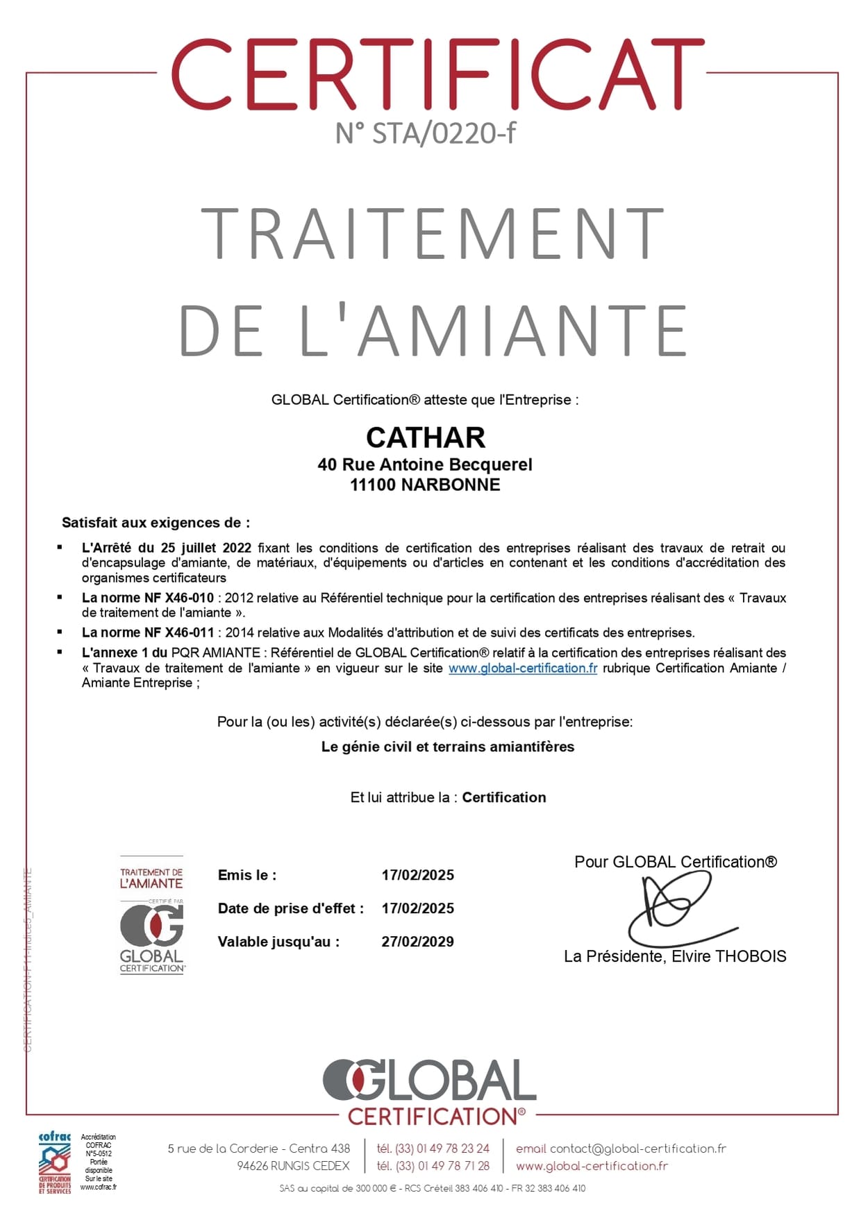 Cathar désamiantage